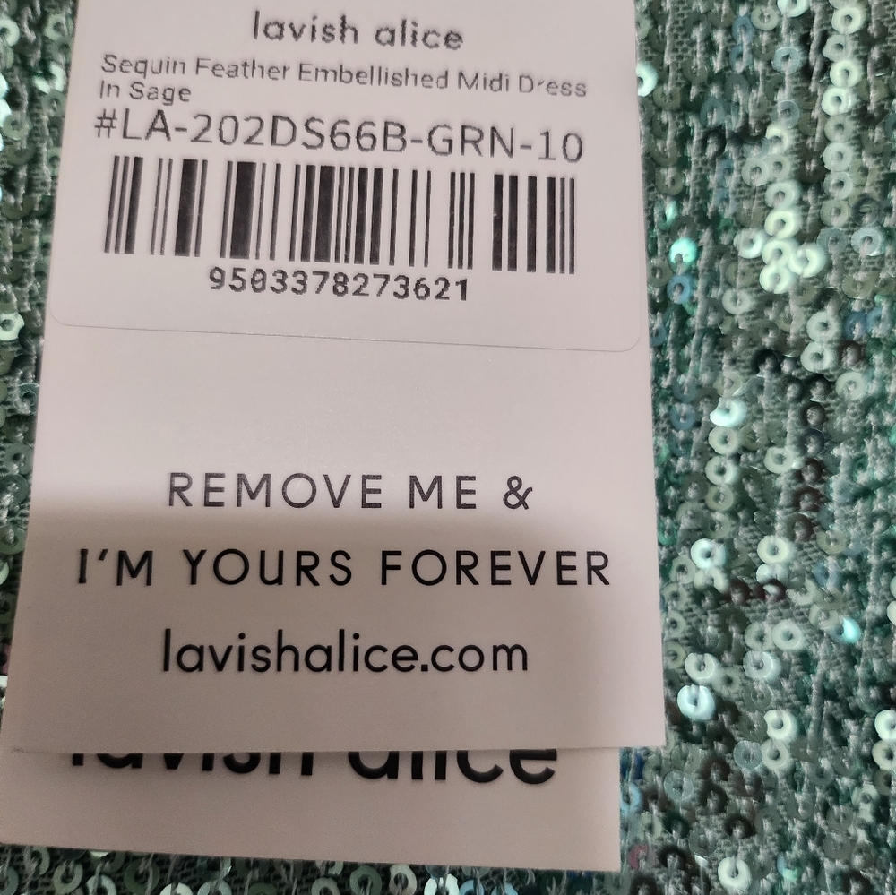 Lavish Alice Sequin Feather Trim Midi - Picture 14 of 15
